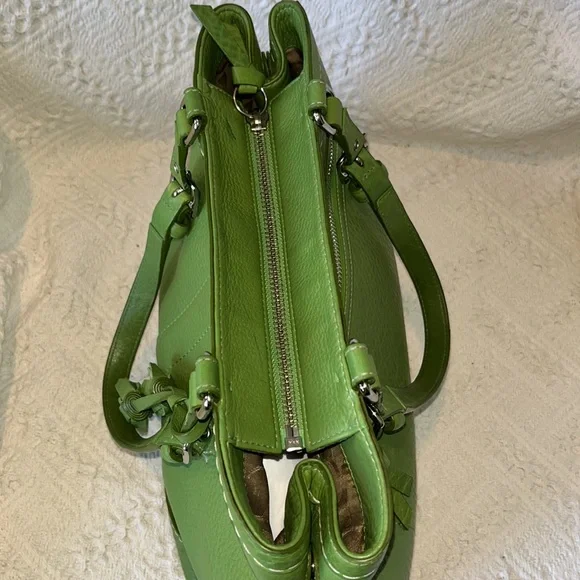 Coach Spring Green Leather Satchel Bag - Picture 7 of 13